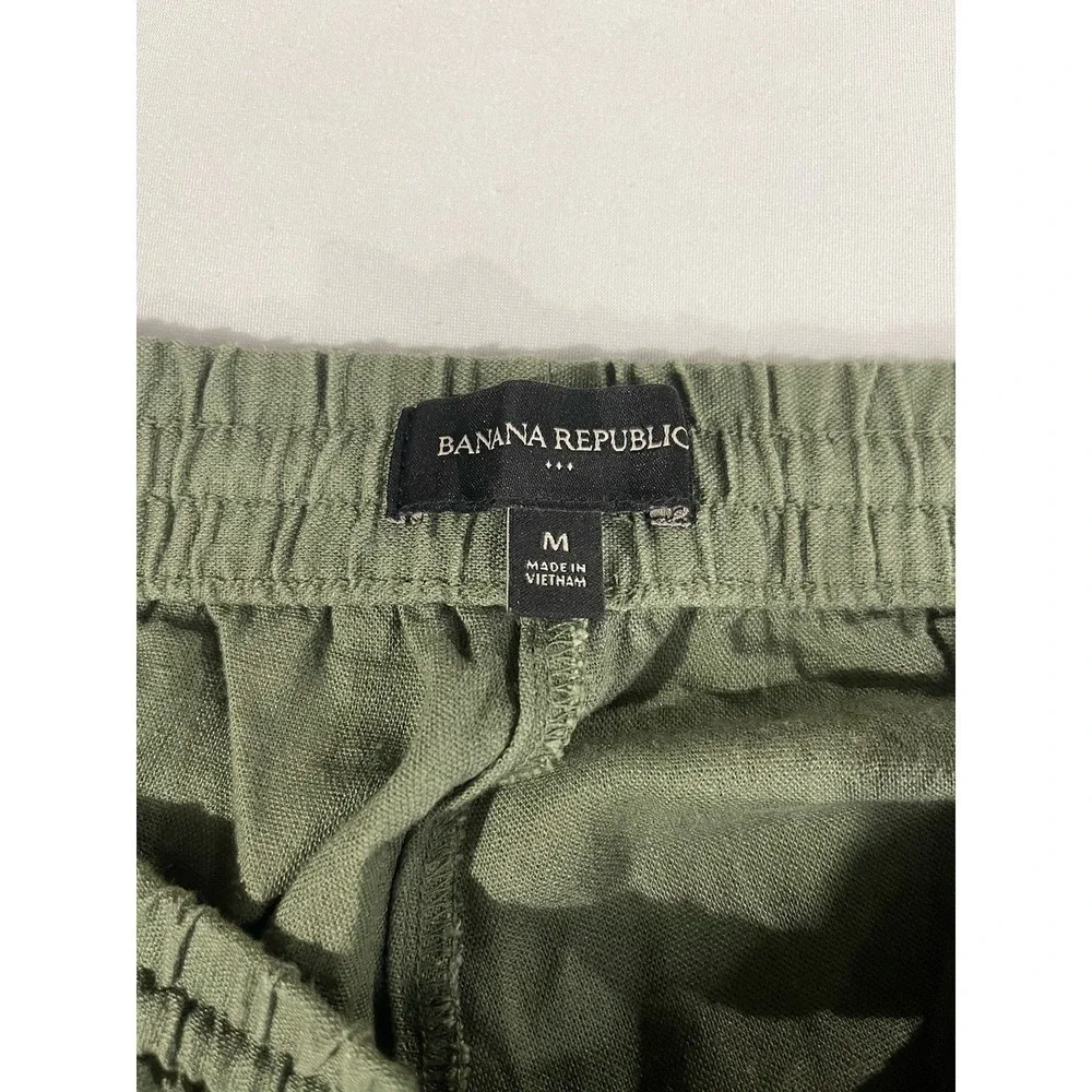 Banana Republic Women's Olive Green Linen Blend Cargo Drawstring Jogger Medium
